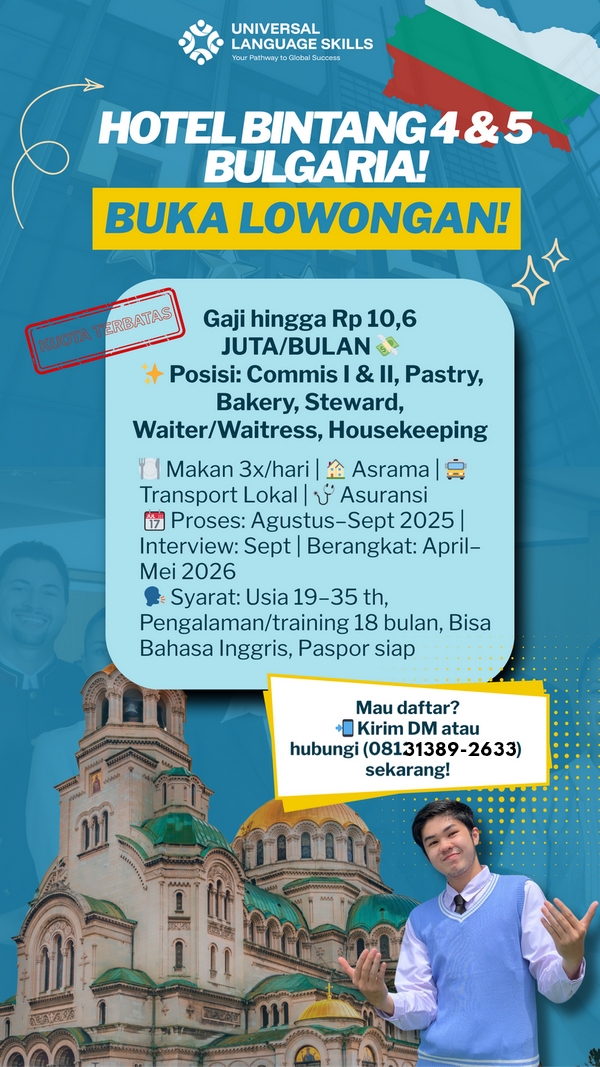 kerja di bulgaria hotel 4-5-waiters dll